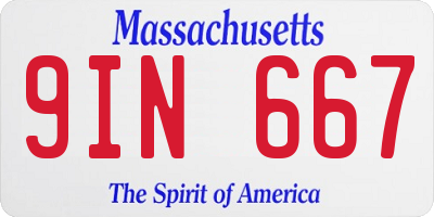 MA license plate 9IN667