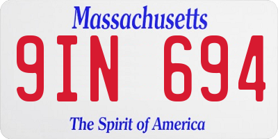 MA license plate 9IN694