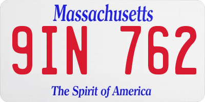 MA license plate 9IN762