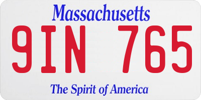 MA license plate 9IN765