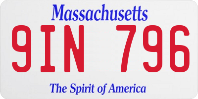 MA license plate 9IN796