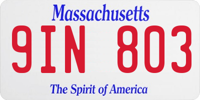 MA license plate 9IN803