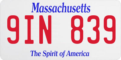 MA license plate 9IN839