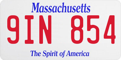MA license plate 9IN854