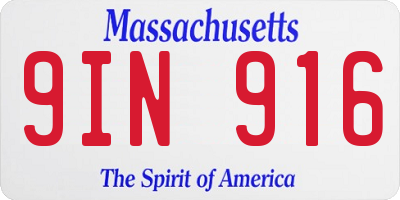 MA license plate 9IN916