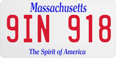 MA license plate 9IN918