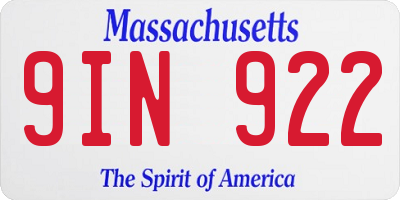 MA license plate 9IN922