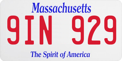 MA license plate 9IN929