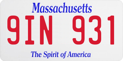 MA license plate 9IN931