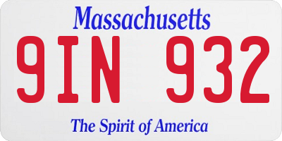 MA license plate 9IN932