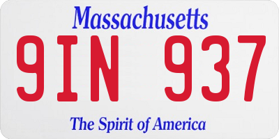 MA license plate 9IN937