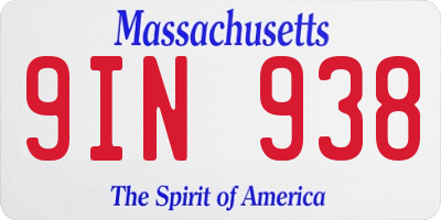 MA license plate 9IN938