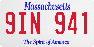 MA license plate 9IN941