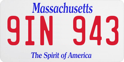 MA license plate 9IN943