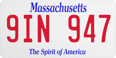 MA license plate 9IN947