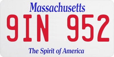 MA license plate 9IN952