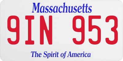 MA license plate 9IN953