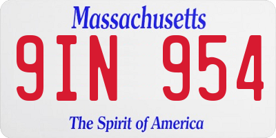 MA license plate 9IN954