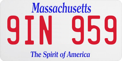 MA license plate 9IN959