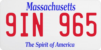 MA license plate 9IN965