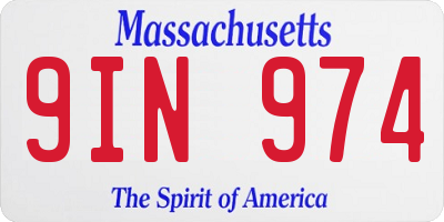 MA license plate 9IN974