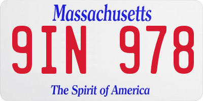 MA license plate 9IN978