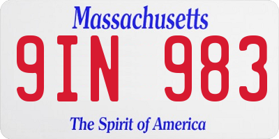 MA license plate 9IN983