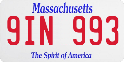 MA license plate 9IN993