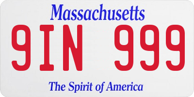 MA license plate 9IN999