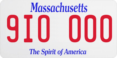 MA license plate 9IO000
