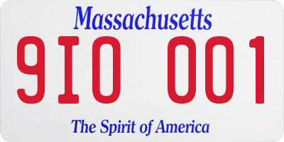 MA license plate 9IO001