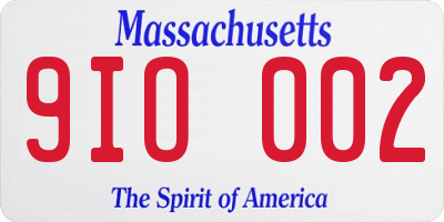 MA license plate 9IO002