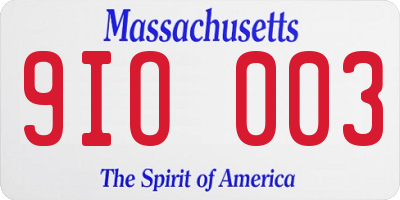 MA license plate 9IO003