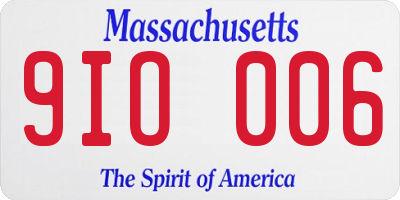 MA license plate 9IO006