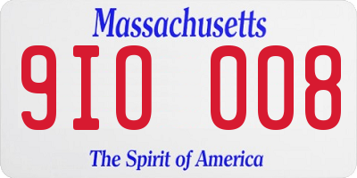 MA license plate 9IO008