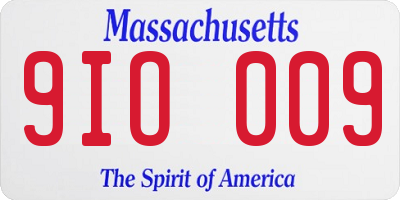 MA license plate 9IO009