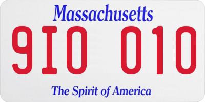 MA license plate 9IO010