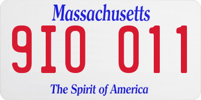MA license plate 9IO011
