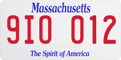 MA license plate 9IO012