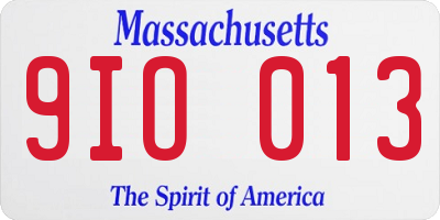MA license plate 9IO013
