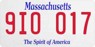 MA license plate 9IO017
