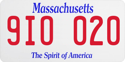 MA license plate 9IO020