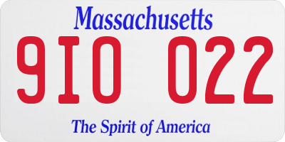 MA license plate 9IO022