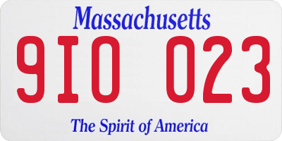 MA license plate 9IO023
