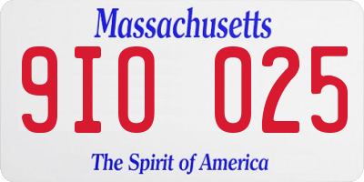 MA license plate 9IO025