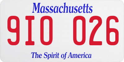 MA license plate 9IO026
