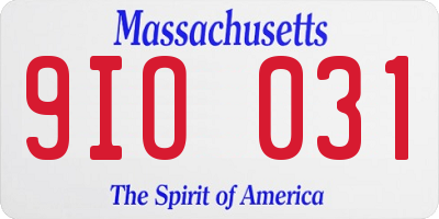 MA license plate 9IO031