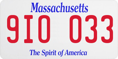 MA license plate 9IO033