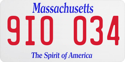 MA license plate 9IO034