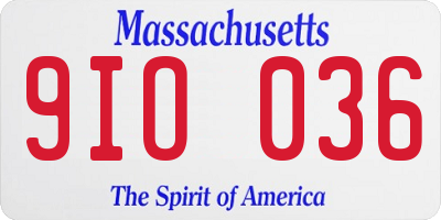MA license plate 9IO036